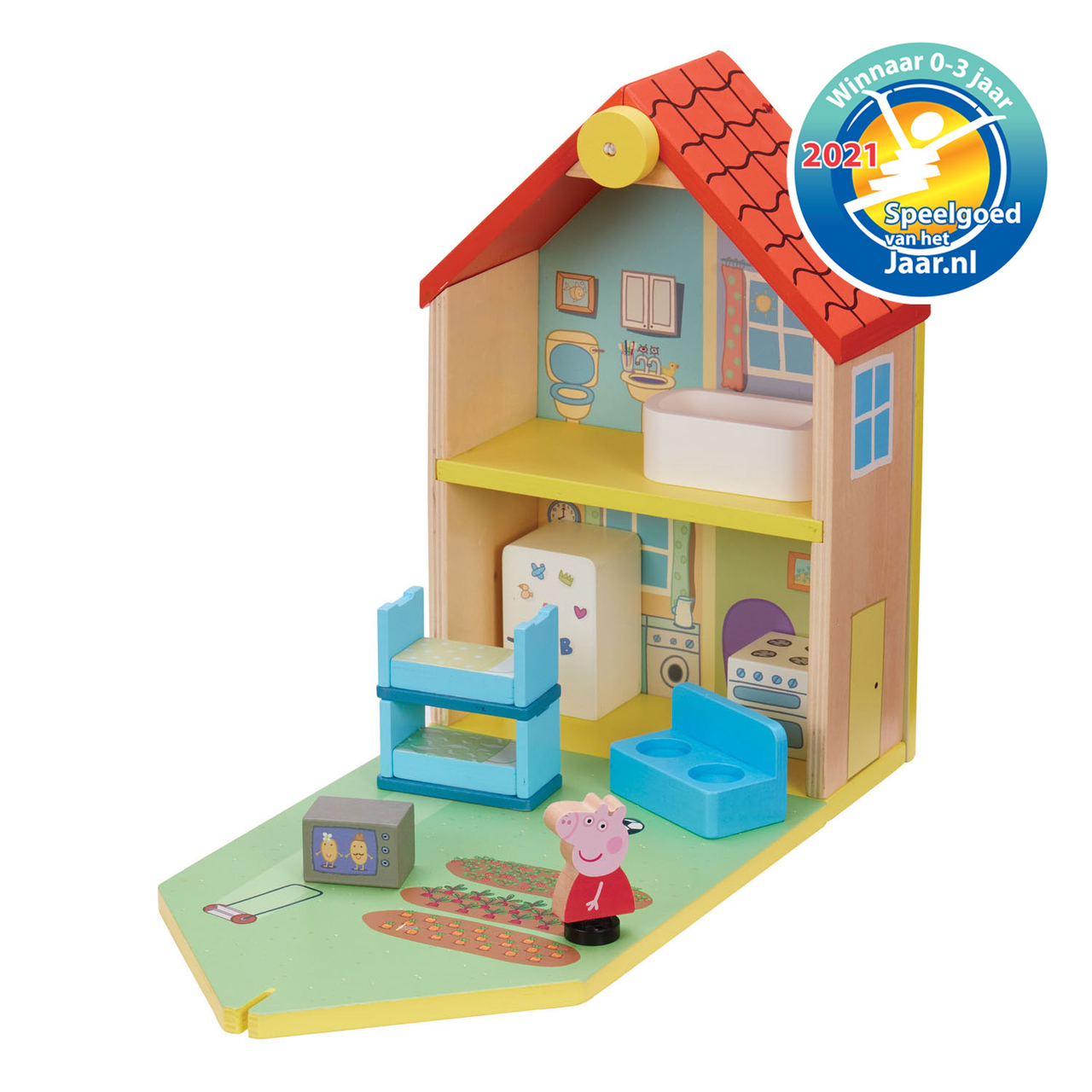 maandelijks dun Draad Houten Poppenhuis Peppa Pig met Accessoires - Het Speelgoedpaleis