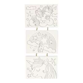 Canvas Schilderset Eenhoorn, set van 3 stuks.