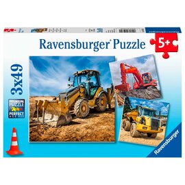Ravensburger Bouwmachines aan het Werk Puzzel, 3x49st.
