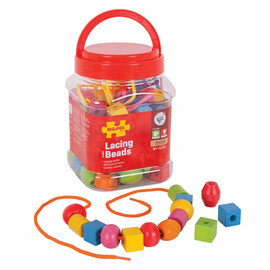 Bigjigs Houten Gekleurde Kralen, 95dlg.
