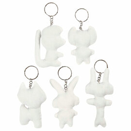 Stoffen Dieren Sleutelhanger, 5st.