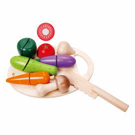 Classic World Houten Snijgroenten met Mes en Snijplank 16 dlg