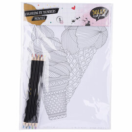 Kleuren op Nummer, 5 Vellen & potloden