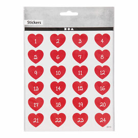 Stickers Hart met Cijfer, 1 Vel