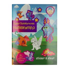 Kleur- en Stickerboek Fantasie Wereld
