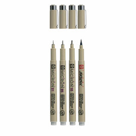 Sakura Pigma Micron Fineliner Set, 4 Maten, Licht Koelgrijs