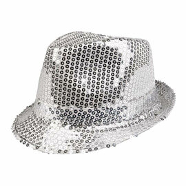 Hoed Popster Pailetten Zilver