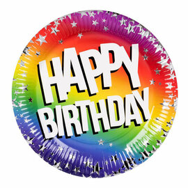 Papieren borden Happy Birthday 23cm, 10st.