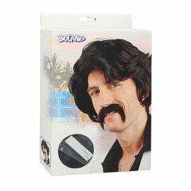 Zwarte Pruik met Snor