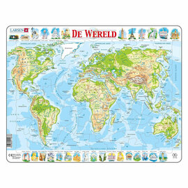 Larsen Legpuzzel Kaart Wereld - Geografisch, 80st.