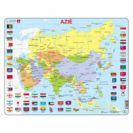 Larsen Legpuzzel Kaart Azie met Vlaggen, 70st.