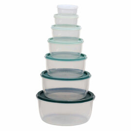 Bewaardoos 6 dlg met deksel, rond