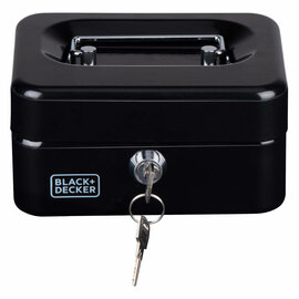 Black+Decker Geldkistje Zwart met Sleutel, 6 Vakken