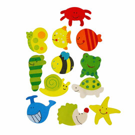 Houten Magneet Dieren 40mm, 12st.