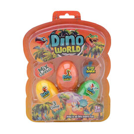 Dino World - 3 Slijmeieren met Glow in the Dark Dino