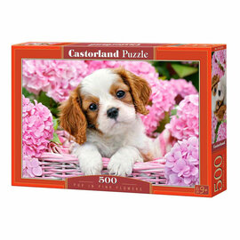 Castorland Legpuzzel Pup in pink flowers, 500st.