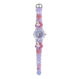 Glamour Analoog Horloge met Licht Eenhoorn - Paars