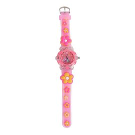 Glamour Analoog Horloge met Licht Bloemen - Licht Roze