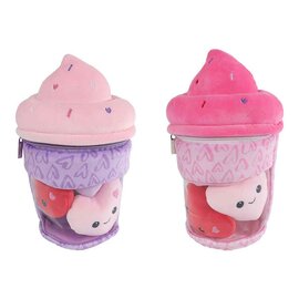 Fluffy Menu Pluche Ijsje met 3 Hartjes - 25cm