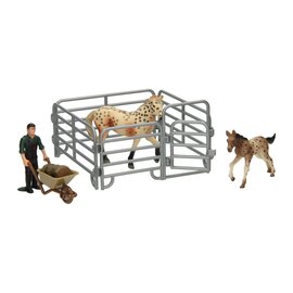 Speelset Paarden met Verzorger - Paarden met Stippen