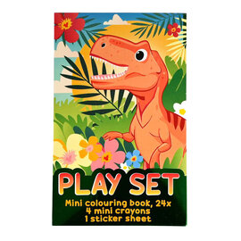 Traktatiesetje - Kleurboekje, Waskrijtjes en Stickervel - Dino