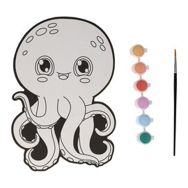 Canvas Schilderen - Octopus - incl Penseel en 6 kleuren verf