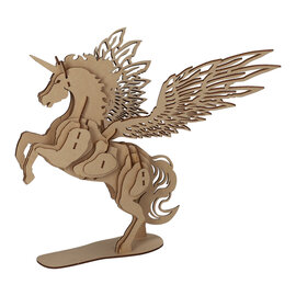 Houten Bouwpakket 3D Eenhoorn met Vleugels