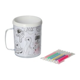 Kleur je eigen Beker Dino's Robots Ruimtevaartplaatjes - incl 6 stiften
