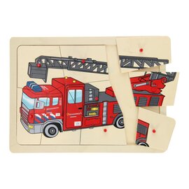 Houten Noppenpuzzel Brandweer, 9st.
