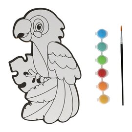 Canvas Schilderen - Papegaai - incl Penseel en 6 kleuren verf