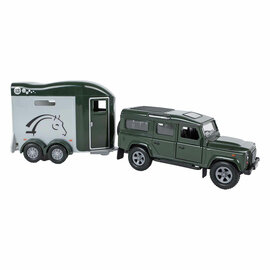 Kids Globe Land Rover with Cheval Liberte Horse Trailer - 28cm