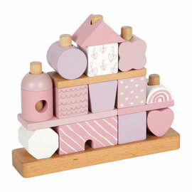Small Foot - Houten Stapelhuis Roze - 18dlg.