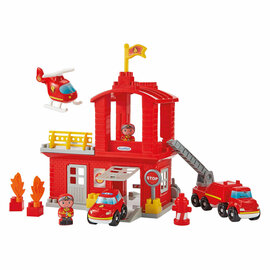 Ecoiffier Abrick Brandweerkazerne met 3 Voertuigen