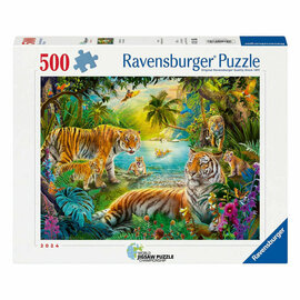 Ravensburger Legpuzzel Tijgerfamilie in de Oase - 500st.