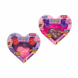 Glitter Knijpfiguren Hartjes - 3st.