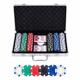 Pokerset in Zilveren Koffer - 300 Chips
