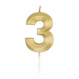 Taartkaars 6cm Metallic Goud no. 3