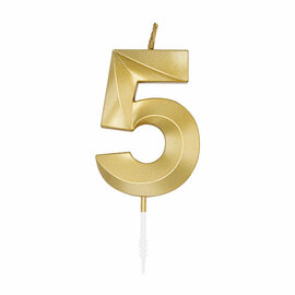 Taartkaars 6cm Metallic Goud no. 5