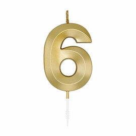 Taartkaars 6cm Metallic Goud no. 6