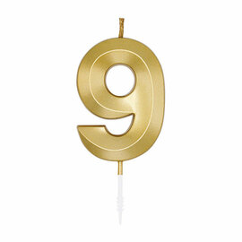 Taartkaars 6cm Metallic Goud no. 9