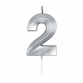 Taartkaars 6cm Metallic Zilver no.2