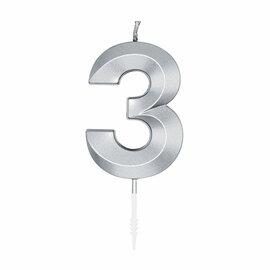 Taartkaars 6cm Metallic Zilver no.3