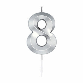 Taartkaars 6cm Metallic Zilver no.8