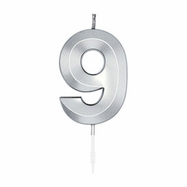 Taartkaars 6cm Metallic Zilver no.9
