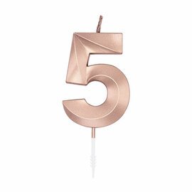 Taartkaars 6cm Metallic Rose Goud no. 5