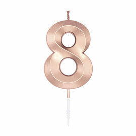 Taartkaars 6cm Metallic Rose Goud no. 8