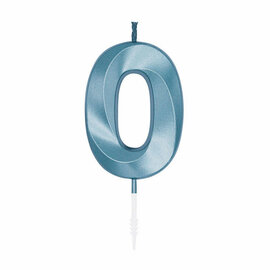 Taartkaars 6cm Metallic Licht Blauw no. 0