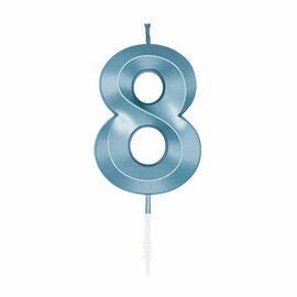 Taartkaars 6cm Metallic Licht Blauw no. 8