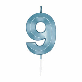 Taartkaars 6cm Metallic Licht Blauw no. 9
