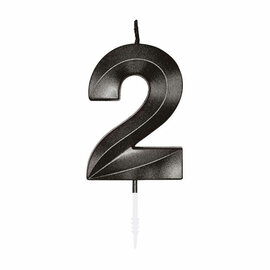 Taartkaars 6cm Metallic Zwart no. 2